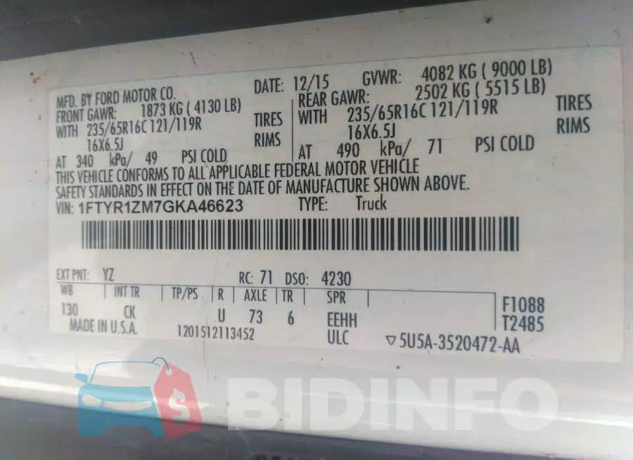 1FTYR1ZM7GKA46623 Photo# 9