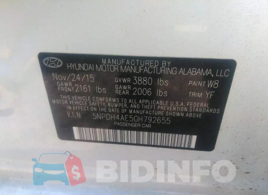 5NPDH4AE5GH792655 Photo# 9