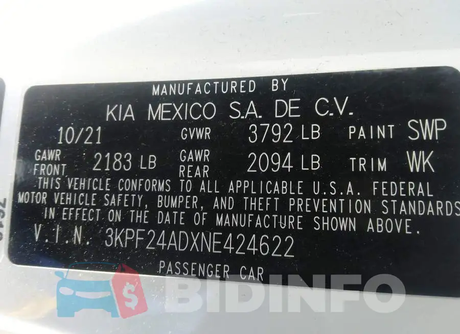 3KPF24ADXNE424622 Photo# 9