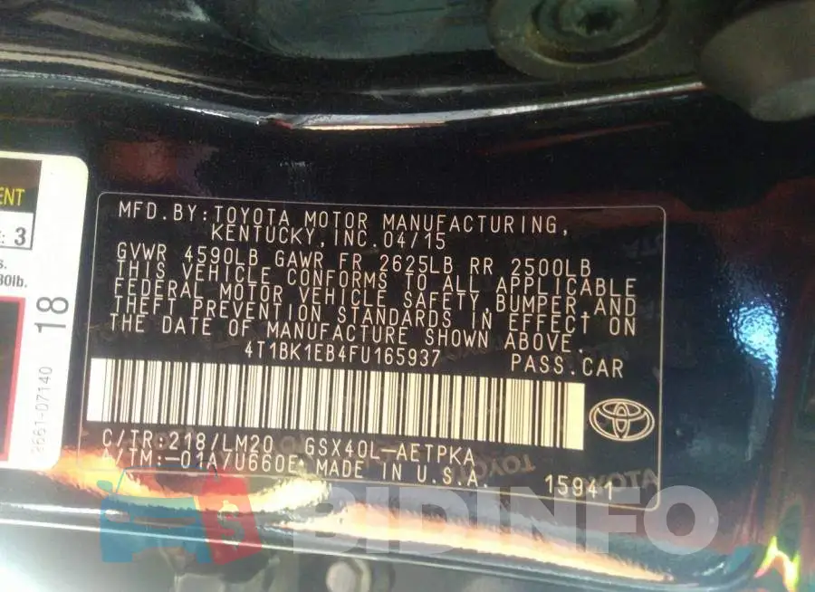 4T1BK1EB4FU165937 Photo# 9
