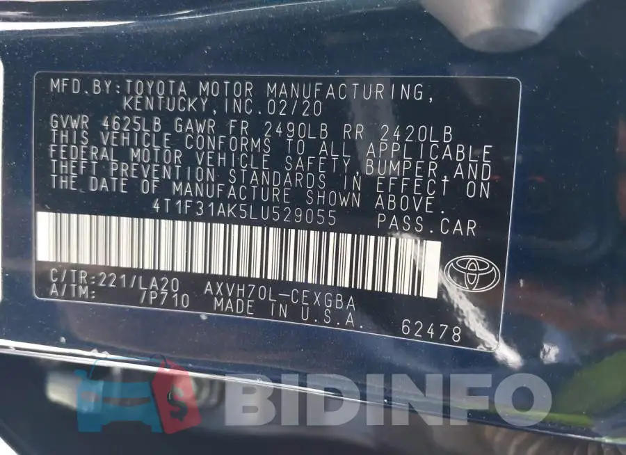 4T1F31AK5LU529055 Photo# 9