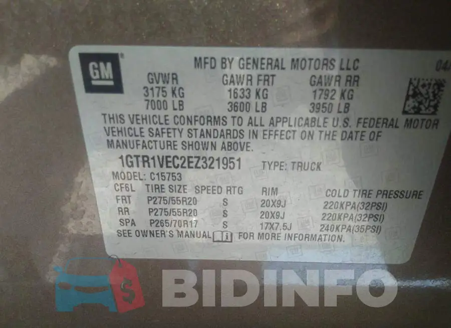 1GTR1VEC2EZ321951 Photo# 9