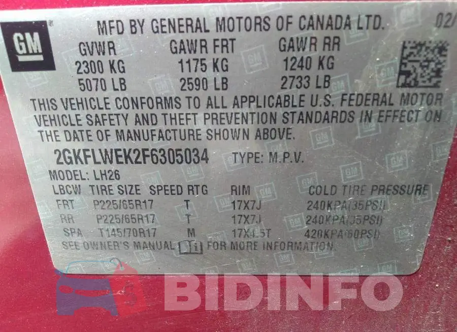 2GKFLWEK2F6305034 Photo# 9