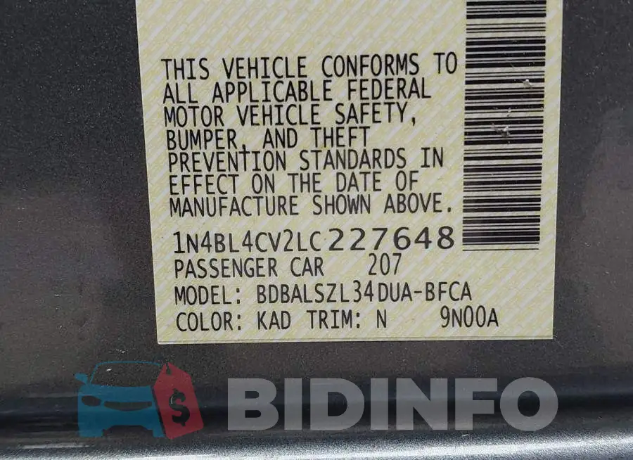 1N4BL4CV2LC227648 Photo# 9