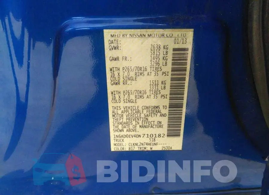 1N6AD0EV4DN710182 Photo# 9