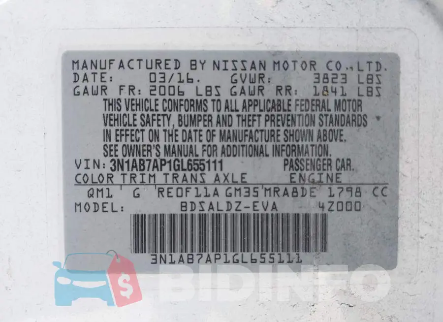 3N1AB7AP1GL655111 Photo# 9