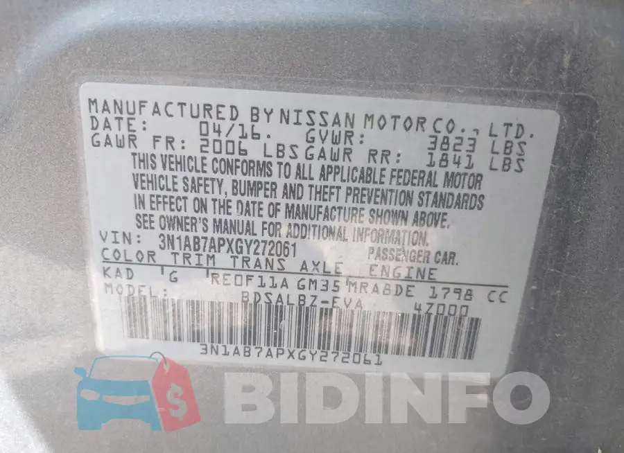 3N1AB7APXGY272061 Photo# 9