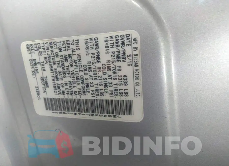 JN8AS5MT1FW158521 Photo# 9