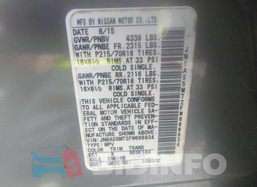 JN8AS5MT2FW666934 Photo# 9