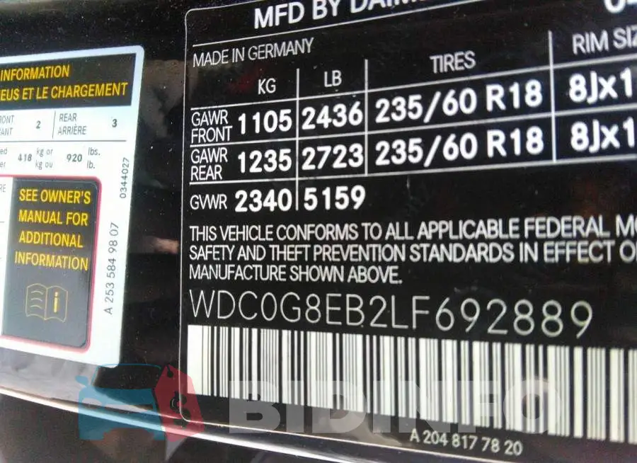 WDC0G8EB2LF692889 Photo# 9