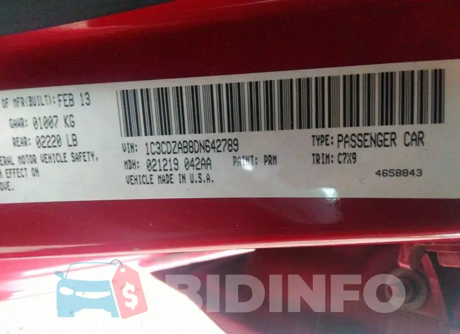 1C3CDZAB8DN642789 Photo# 9