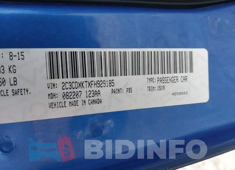 2C3CDXKTXFH929185 Photo# 9