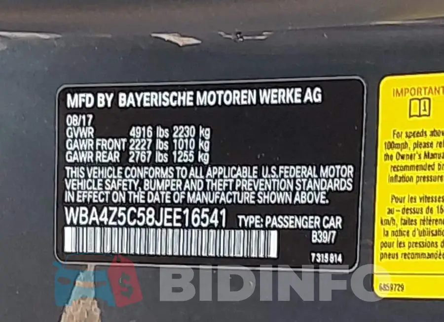 WBA4Z5C58JEE16541 Photo# 9