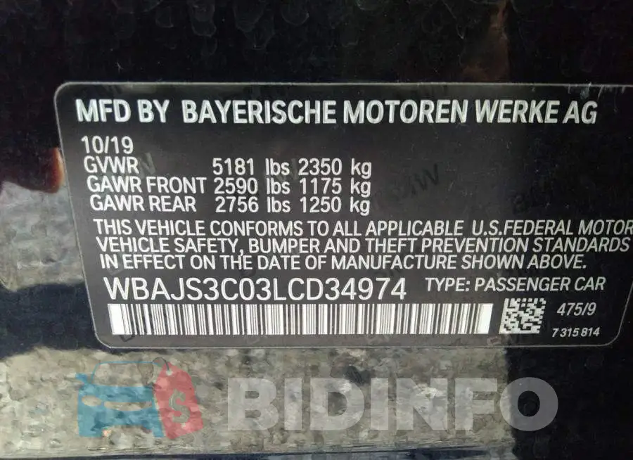WBAJS3C03LCD34974 Photo# 9