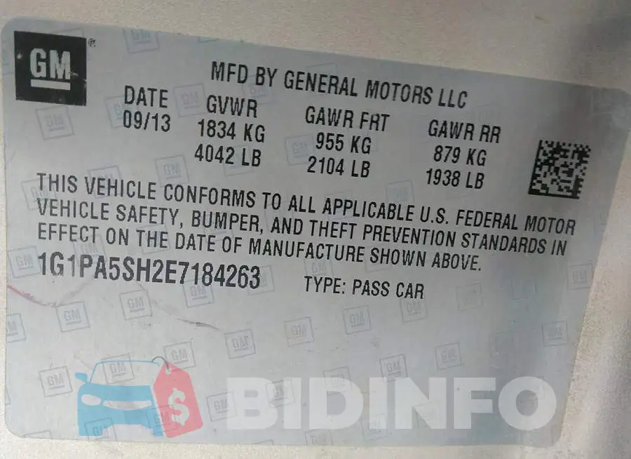 1G1PA5SH2E7184263 Photo# 9