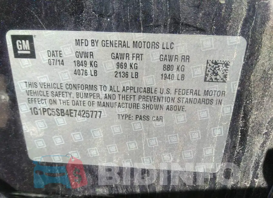 1G1PC5SB4E7425777 Photo# 9