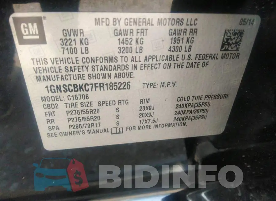 1GNSCBKC7FR185226 Photo# 9