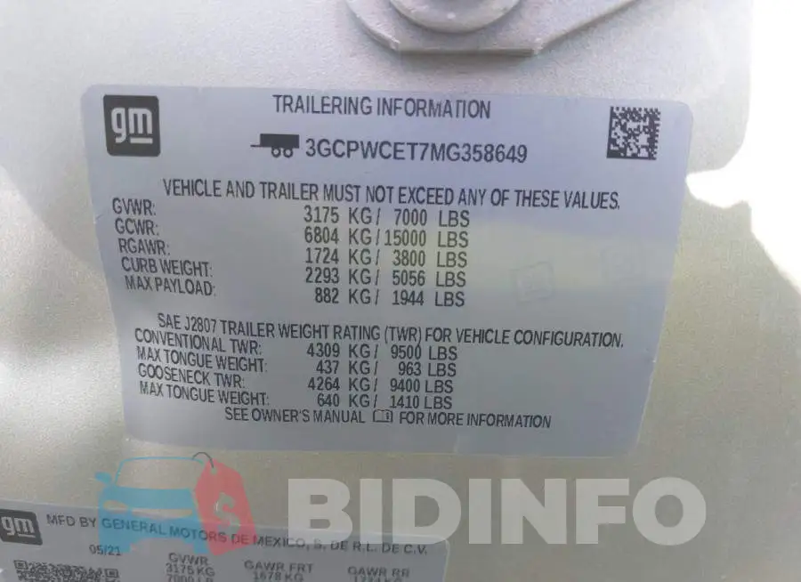3GCPWCET7MG358649 Photo# 9