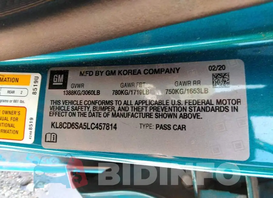 KL8CD6SA5LC457814 Photo# 9