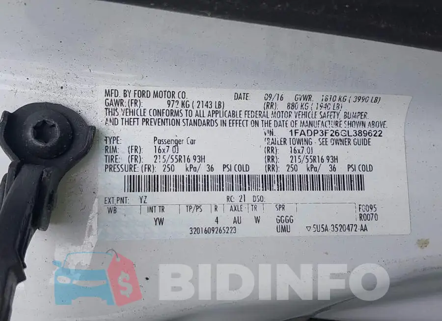 1FADP3F26GL389622 Photo# 9
