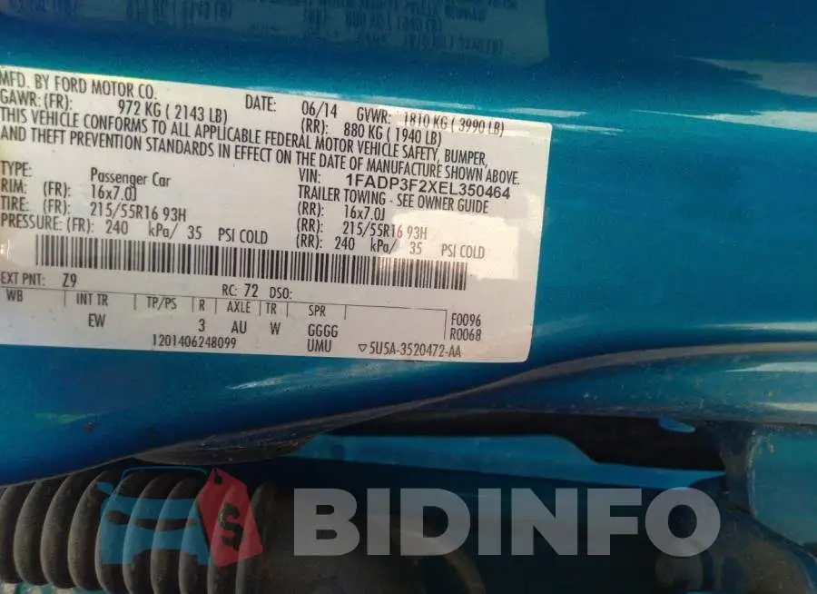 1FADP3F2XEL350464 Photo# 9