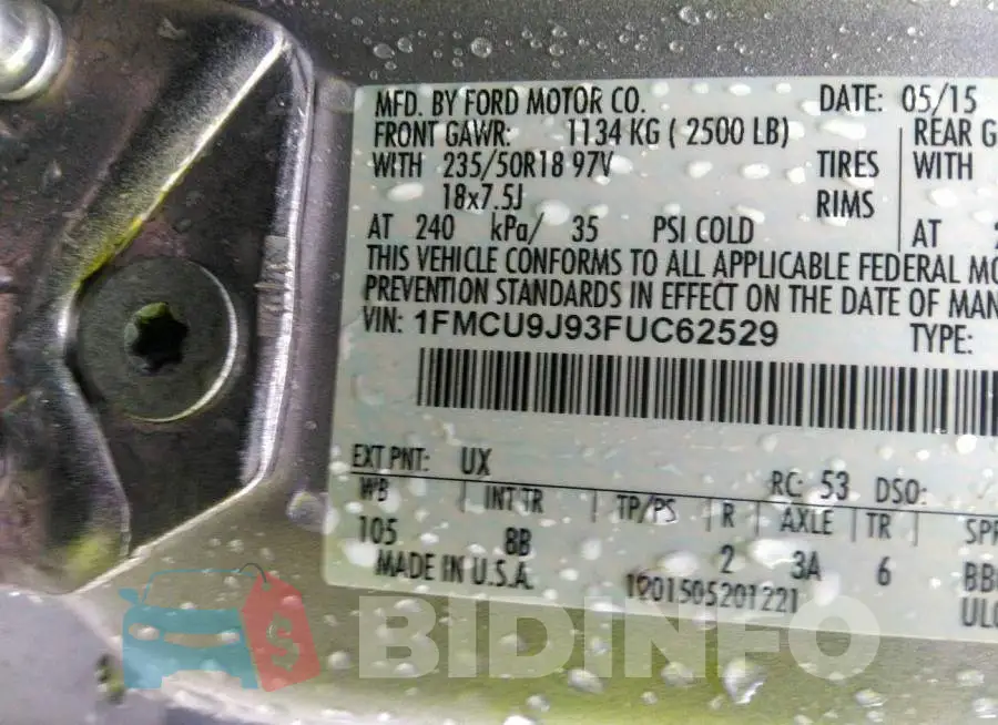 1FMCU9J93FUC62529 Photo# 9