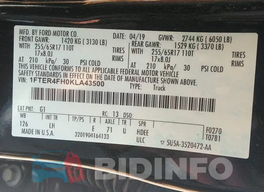1FTER4FH0KLA43500 Photo# 9