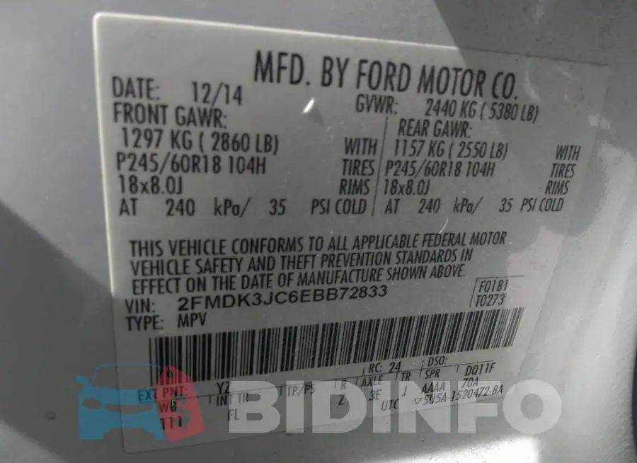 2FMDK3JC6EBB72833 Photo# 9