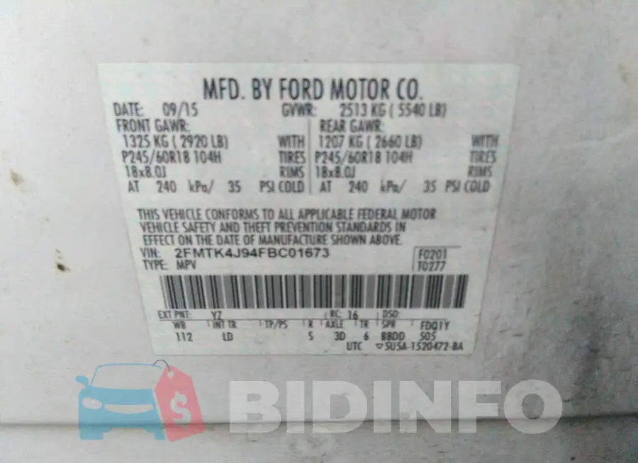 2FMTK4J94FBC01673 Photo# 9
