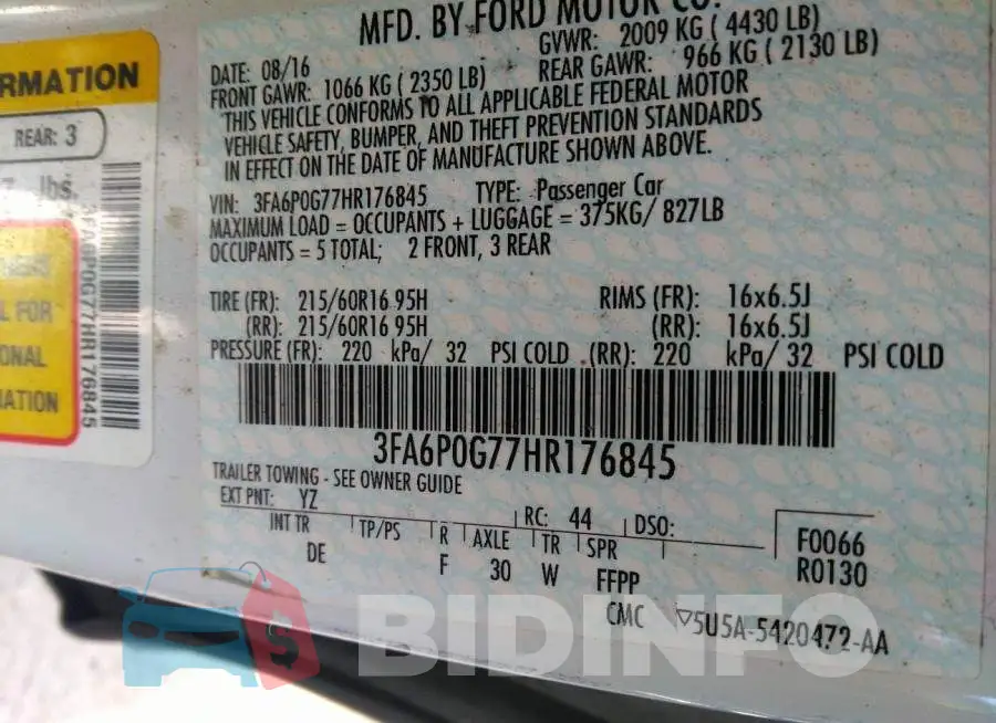 3FA6P0G77HR176845 Photo# 9