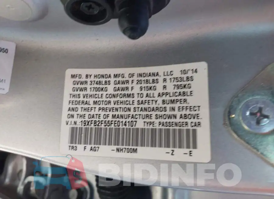 19XFB2F55FE014107 Photo# 9