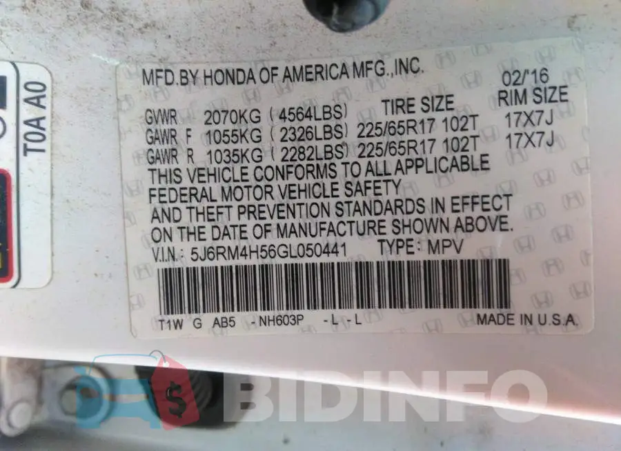 5J6RM4H56GL050441 Photo# 9