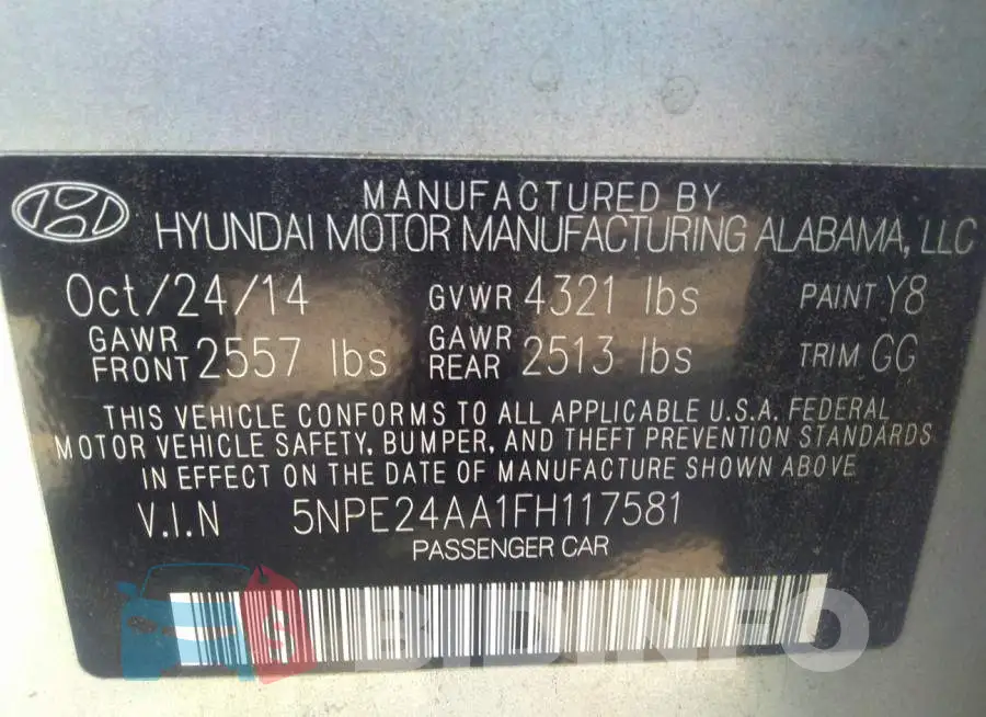 5NPE24AA1FH117581 Photo# 9