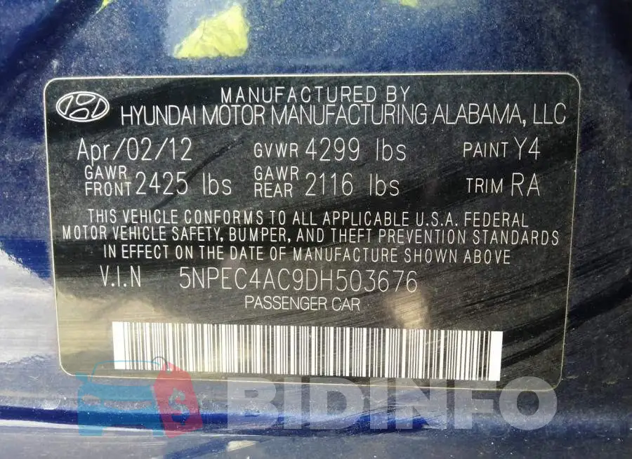 5NPEC4AC9DH503676 Photo# 9