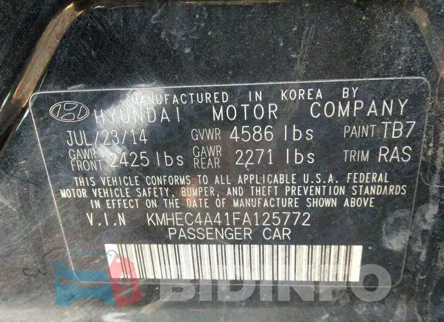 KMHEC4A41FA125772 Photo# 9