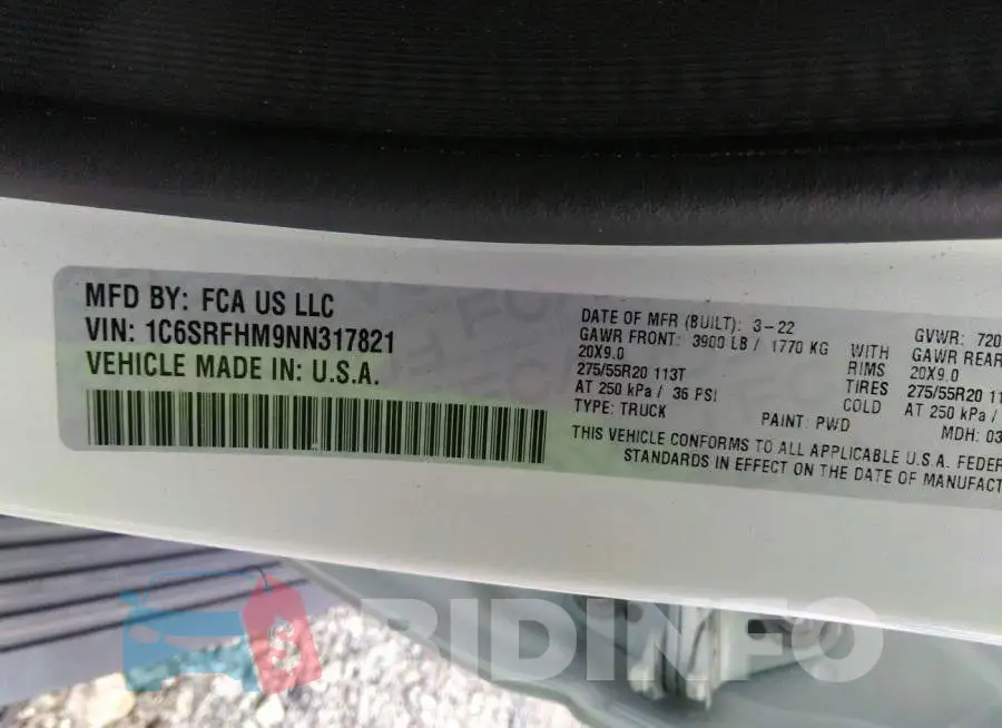 1C6SRFHM9NN317821 Photo# 9