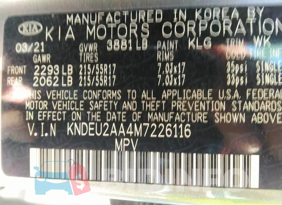 KNDEU2AA4M7226116 Photo# 9