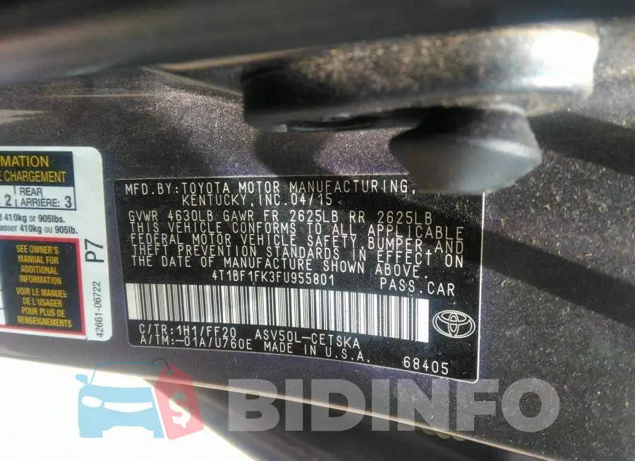 4T1BF1FK3FU955801 Photo# 9
