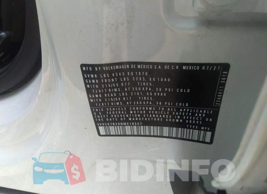 3VVCX7B28NM018557 Photo# 9