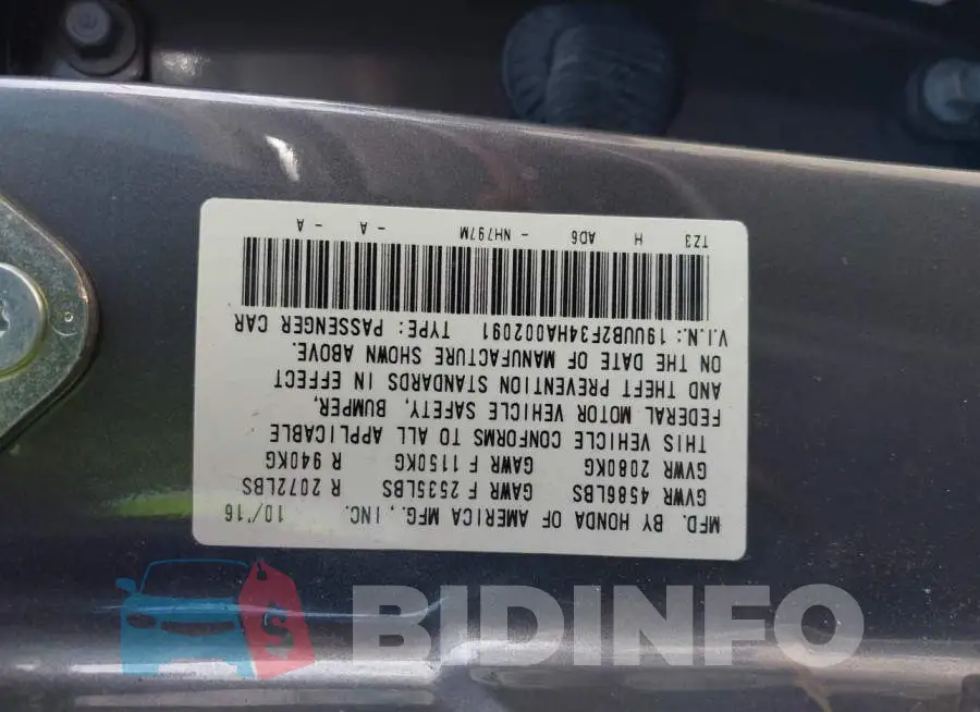 19UUB2F34HA002091 Photo# 9
