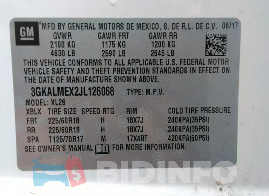 3GKALMEX2JL126068 Photo# 9