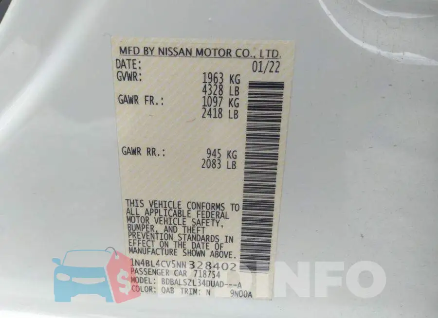 1N4BL4CV5NN328402 Photo# 9