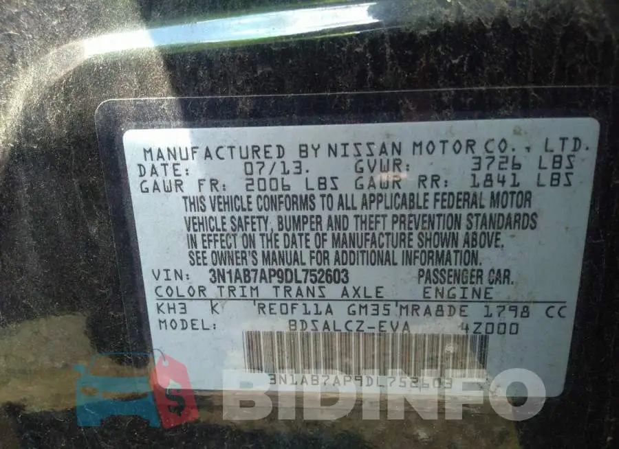 3N1AB7AP9DL752603 Photo# 9
