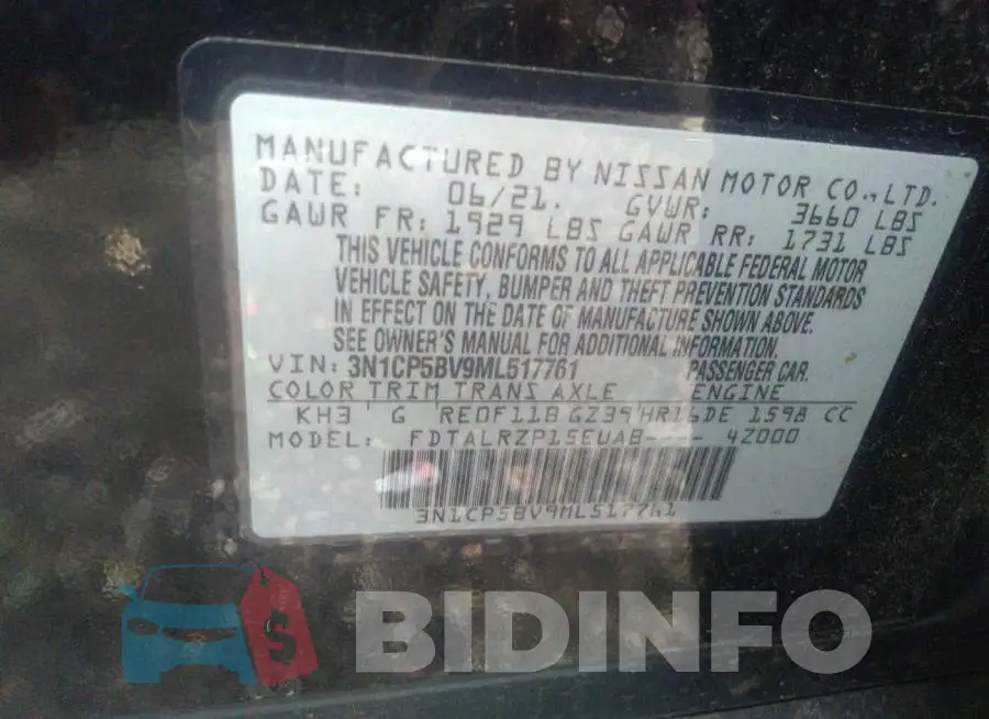 3N1CP5BV9ML517761 Photo# 9