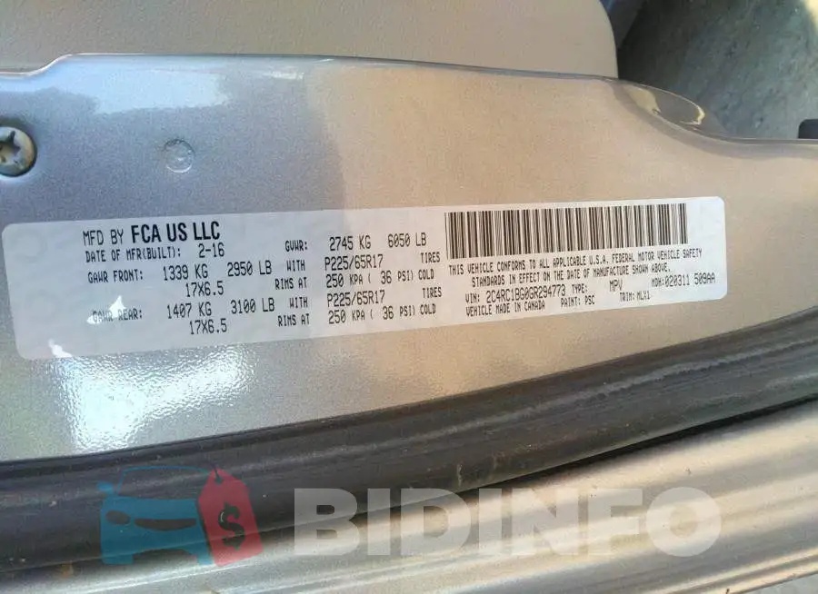 2C4RC1BG0GR294773 Photo# 9