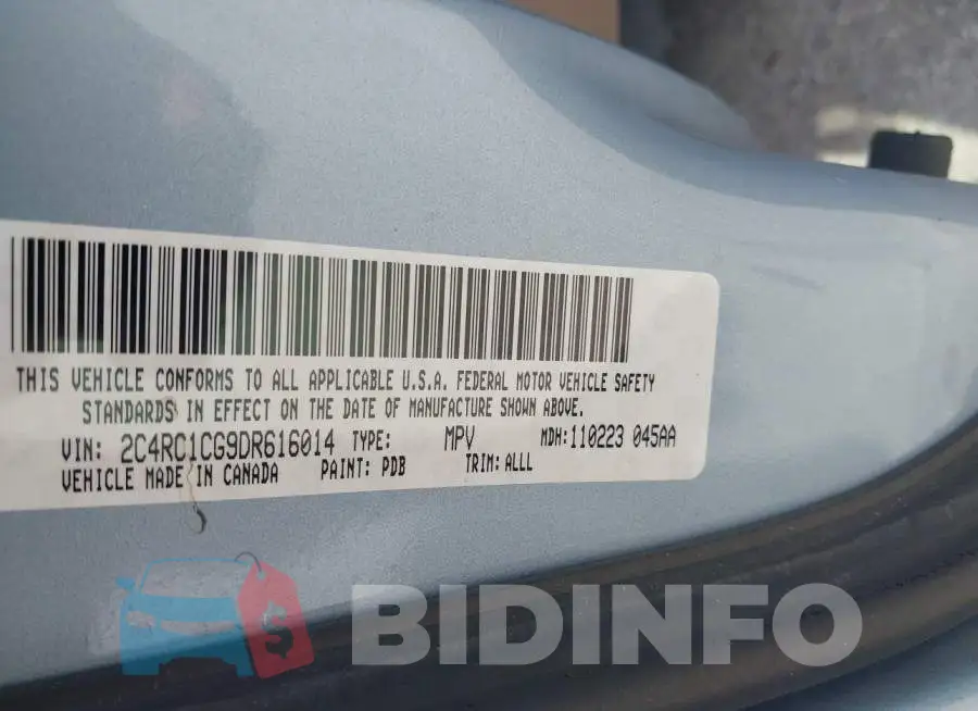 2C4RC1CG9DR616014 Photo# 9
