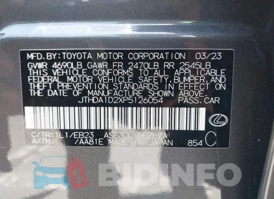JTHDA1D2XP5126054 Photo# 9