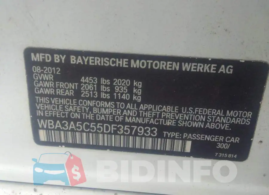 WBA3A5C55DF357933 Photo# 9