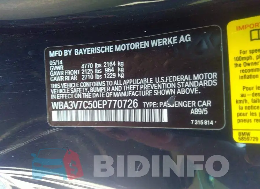 WBA3V7C50EP770726 Photo# 9