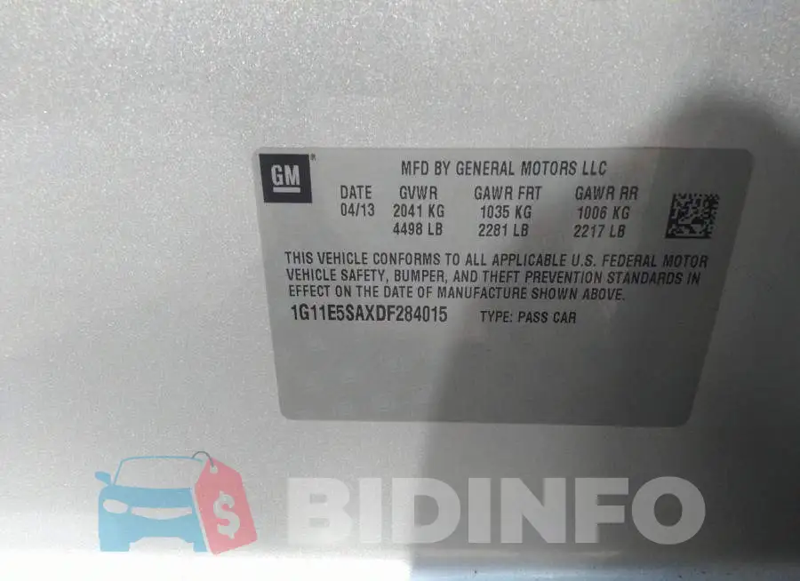 1G11E5SAXDF284015 Photo# 9